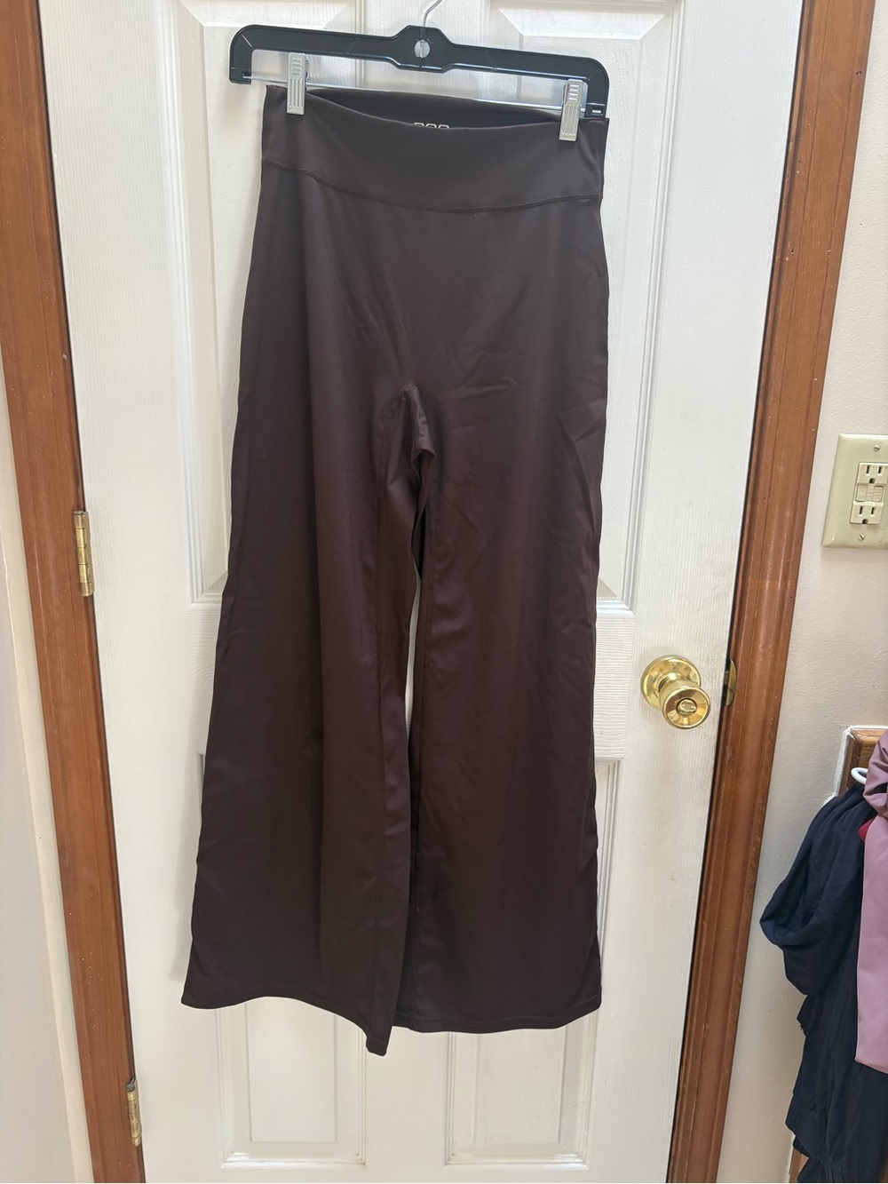 OQQ High-Waist Wide Leg Pants in Dark Brown